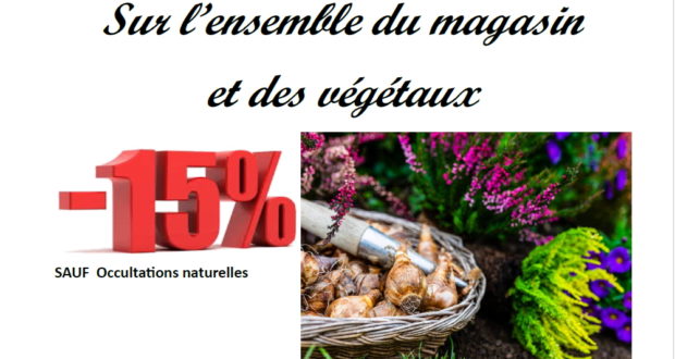 -15% sur l’ensemble du magasin et des végétaux du 7 au 13 octobre 2024